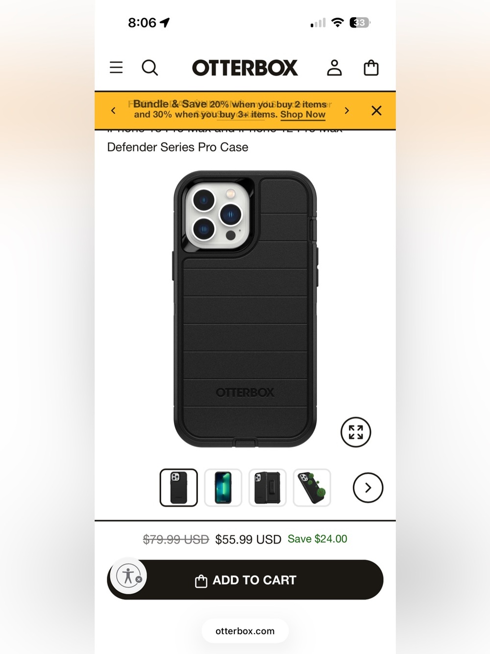 OtterBox Defender Series Pro Case with holster in Black for iPhone 13 Pro Max